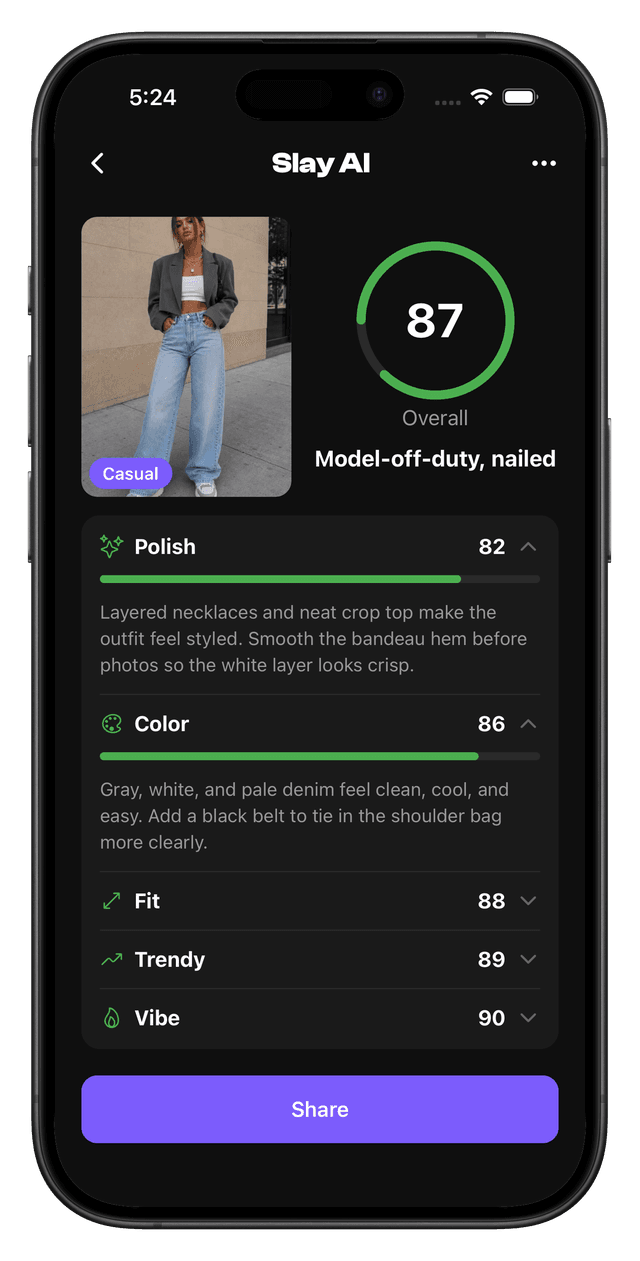 Result screen with score breakdown